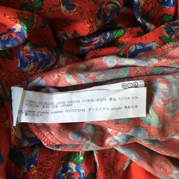 Zara Trafaluc Red Foral Romper Wrap Dress - M  NEW - Picture 8 of 8